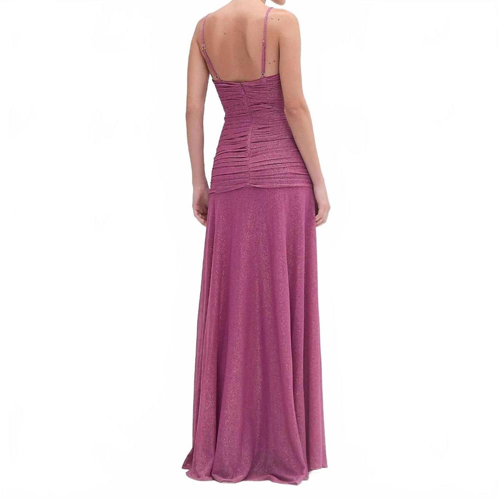 NEW PATBO metallic plunge maxi gown in lilac - Picture 2 of 4